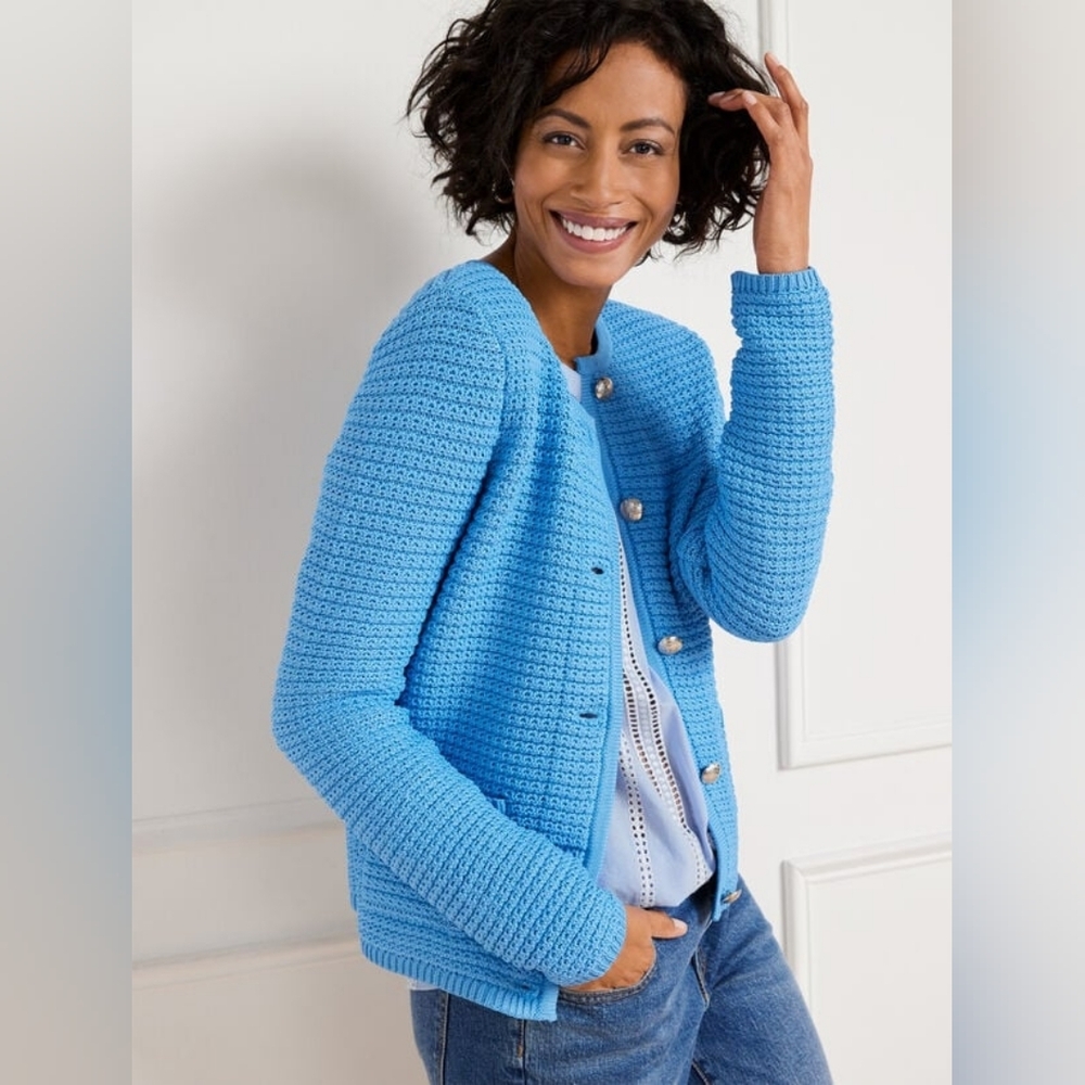 Talbots Kate Woven Blue Knit Sweater